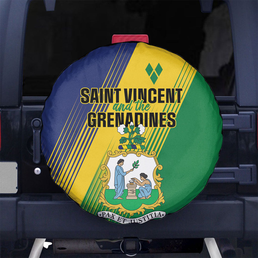 Saint Vincent and the Grenadines Spare Tire Cover Coat of Arms Flag Stylized