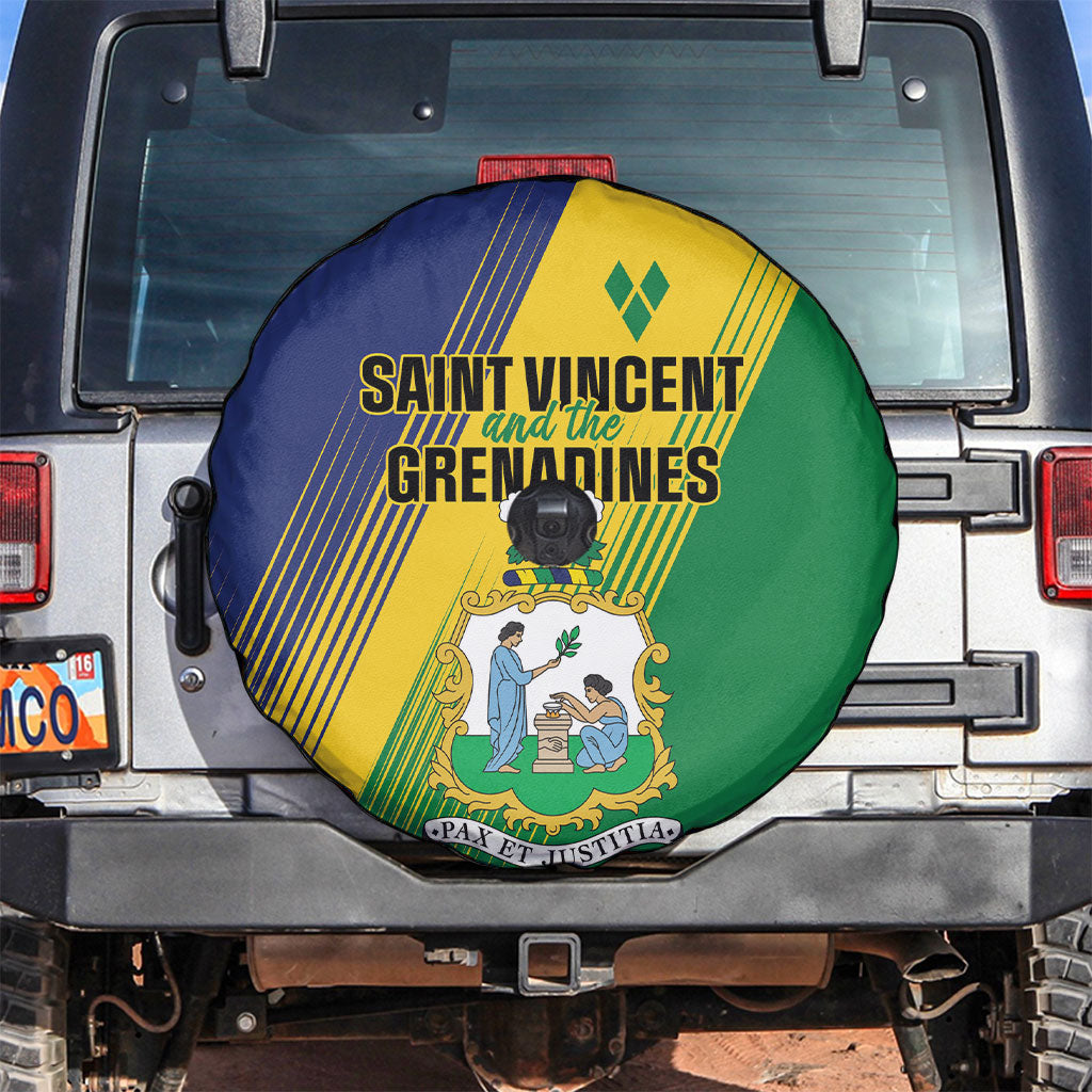 Saint Vincent and the Grenadines Spare Tire Cover Coat of Arms Flag Stylized