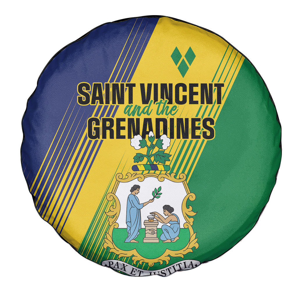 Saint Vincent and the Grenadines Spare Tire Cover Coat of Arms Flag Stylized