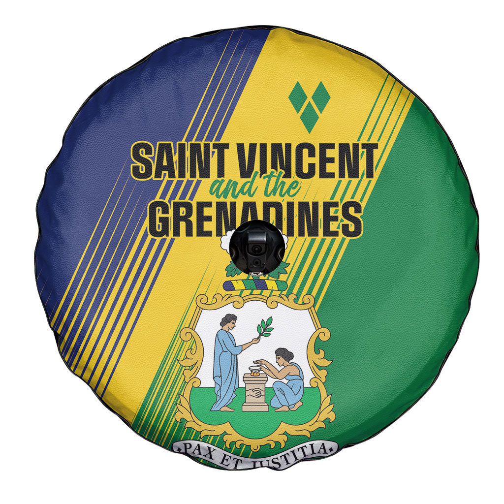 Saint Vincent and the Grenadines Spare Tire Cover Coat of Arms Flag Stylized