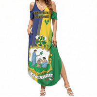 Personalised Saint Vincent and the Grenadines Summer Maxi Dress Coat of Arms Flag Stylized