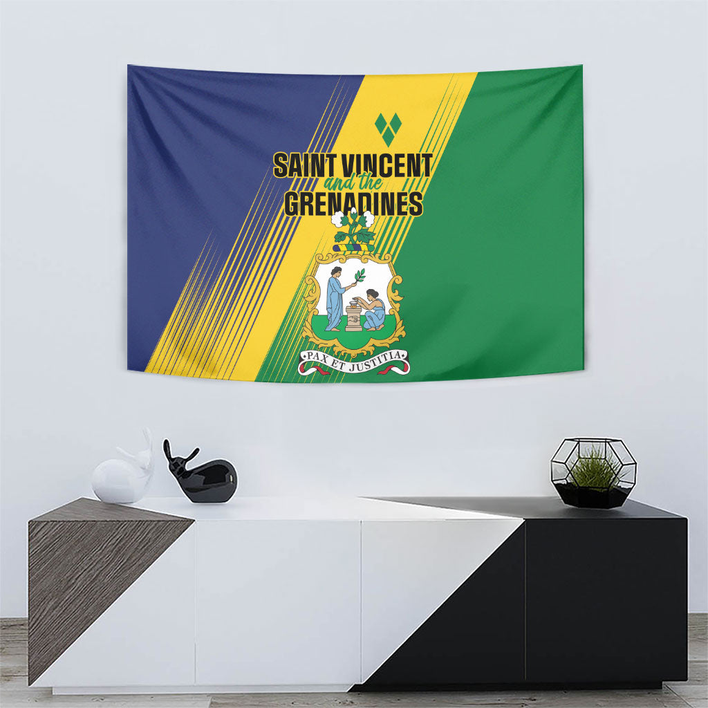 Saint Vincent and the Grenadines Tapestry Coat of Arms Flag Stylized