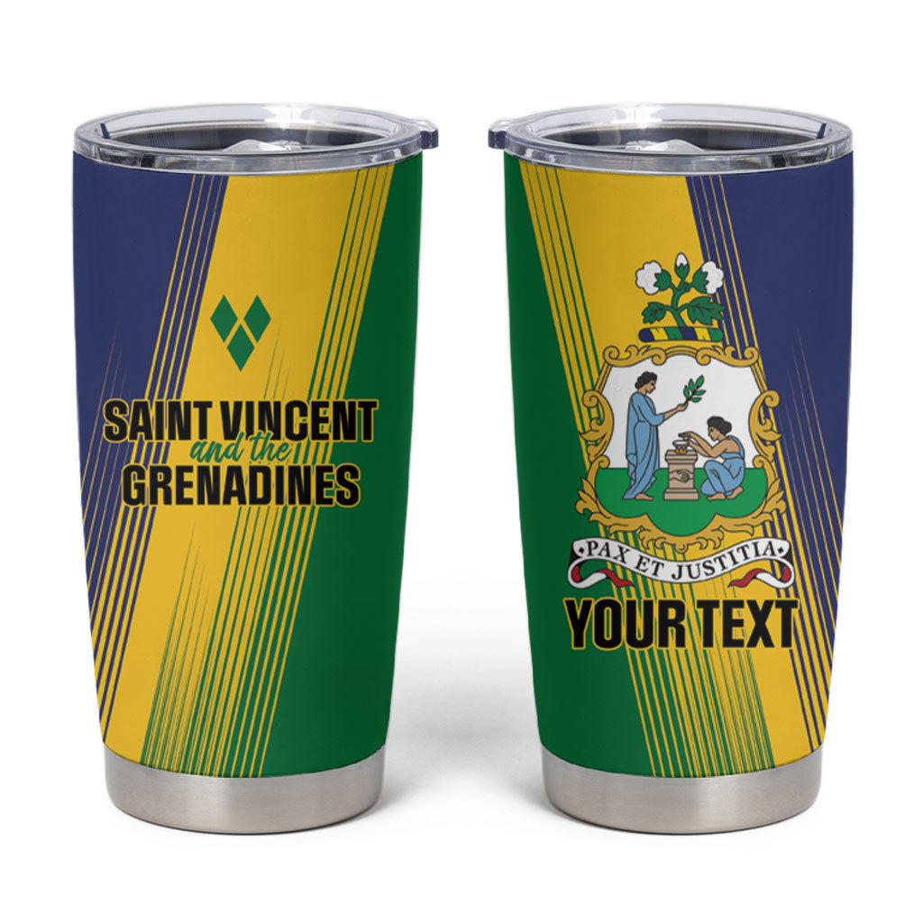 Personalised Saint Vincent and the Grenadines Tumbler Cup Coat of Arms Flag Stylized