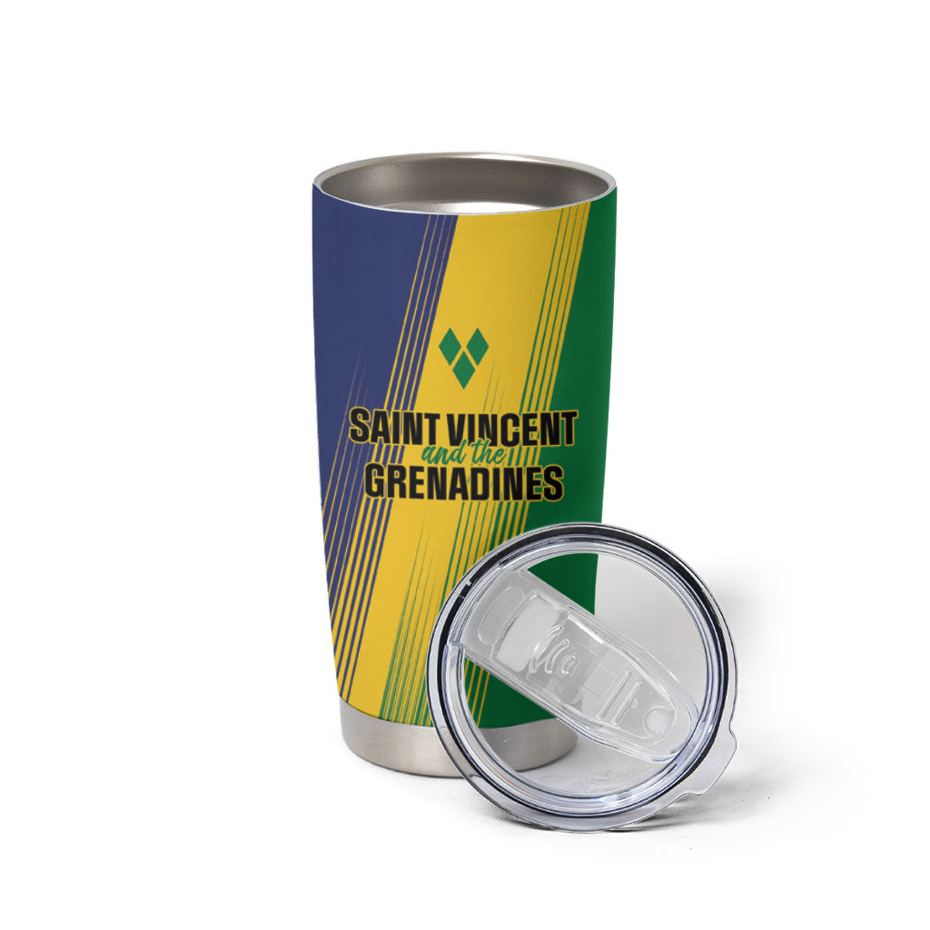 Personalised Saint Vincent and the Grenadines Tumbler Cup Coat of Arms Flag Stylized