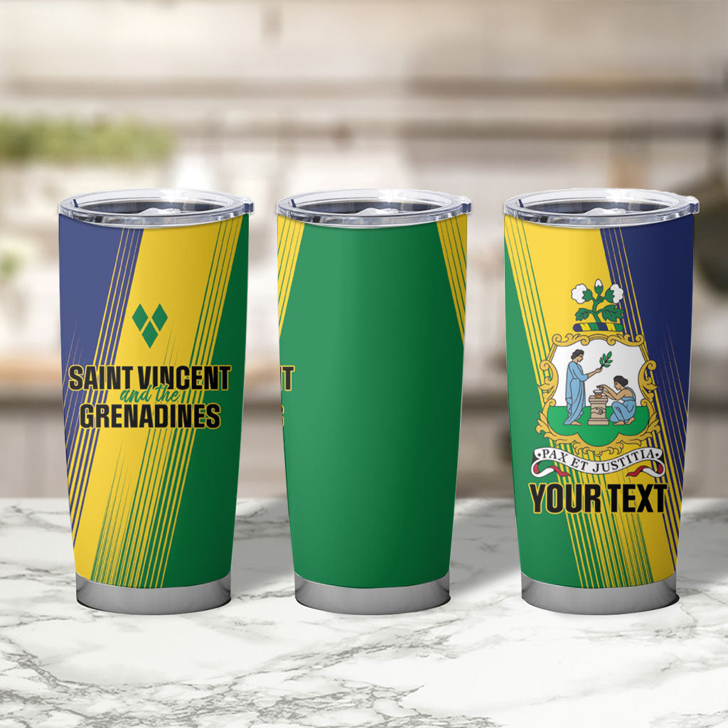 Personalised Saint Vincent and the Grenadines Tumbler Cup Coat of Arms Flag Stylized