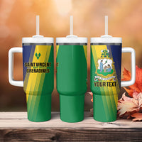Personalised Saint Vincent and the Grenadines Tumbler With Handle Coat of Arms Flag Stylized