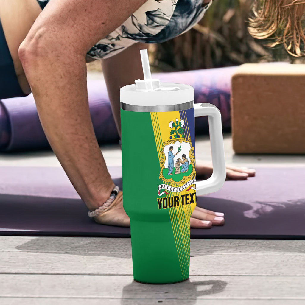 Personalised Saint Vincent and the Grenadines Tumbler With Handle Coat of Arms Flag Stylized