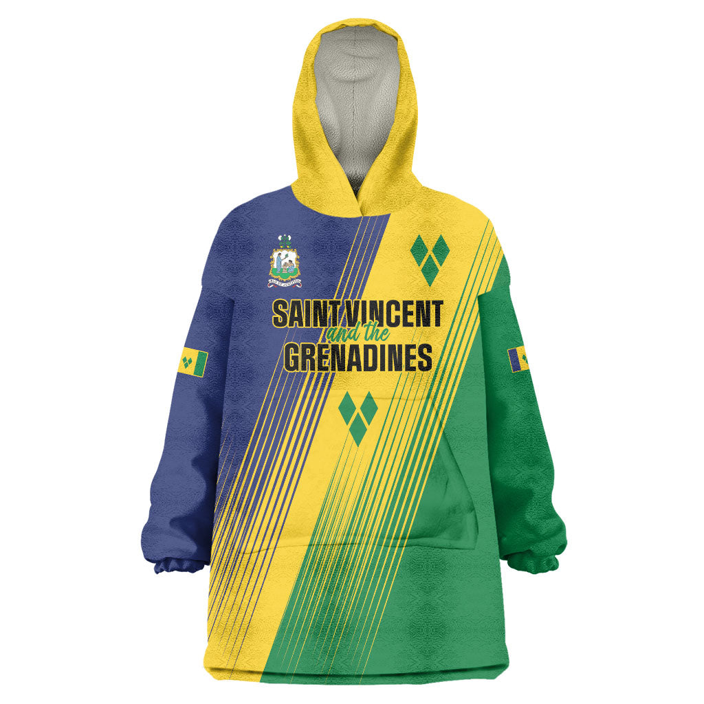Personalised Saint Vincent and the Grenadines Wearable Blanket Hoodie Coat of Arms Flag Stylized