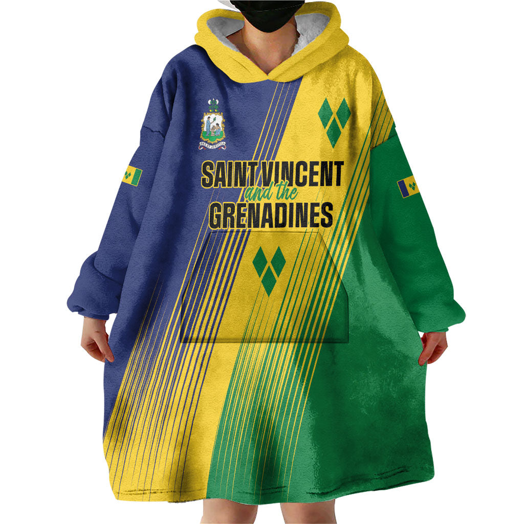 Personalised Saint Vincent and the Grenadines Wearable Blanket Hoodie Coat of Arms Flag Stylized