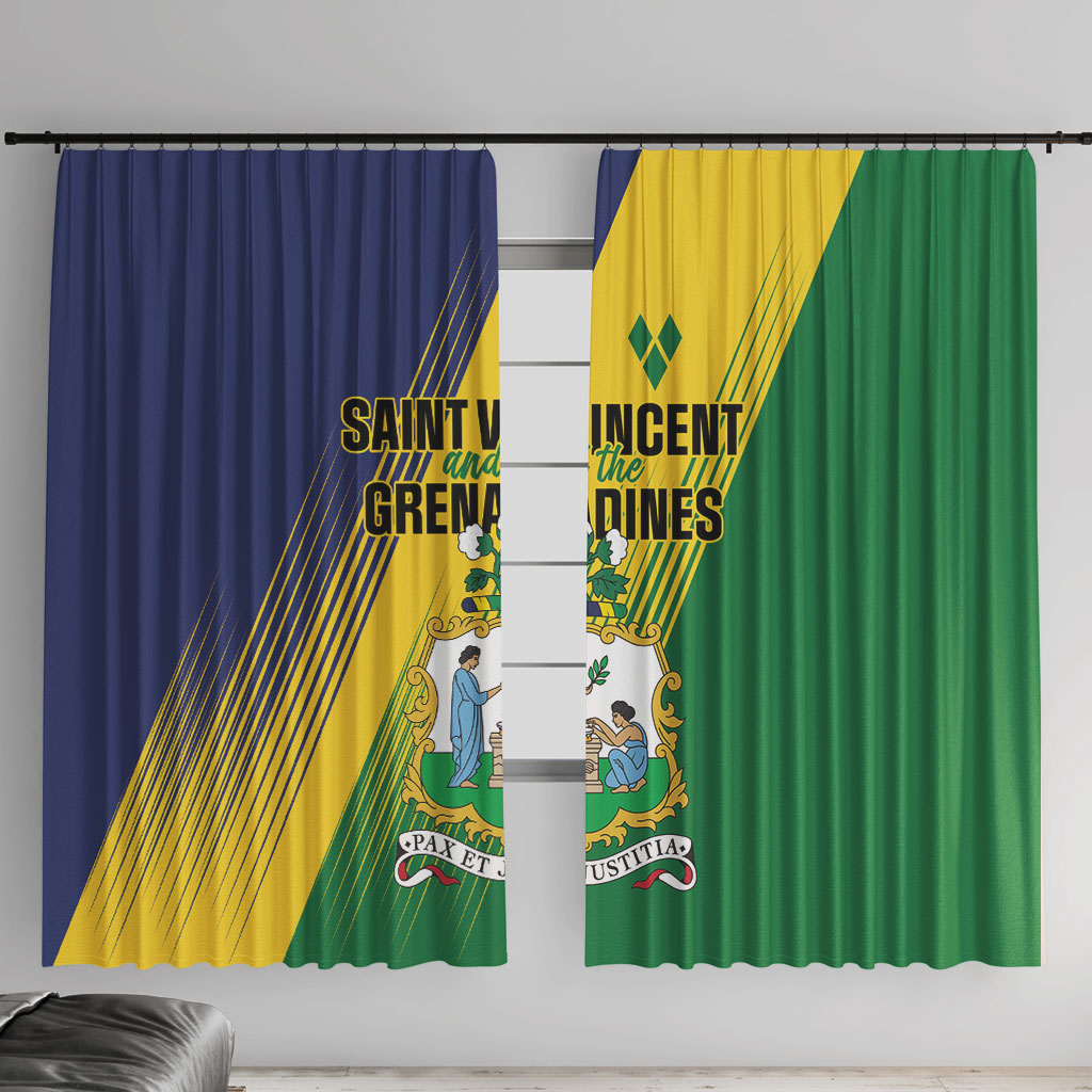 Saint Vincent and the Grenadines Window Curtain Coat of Arms Flag Stylized