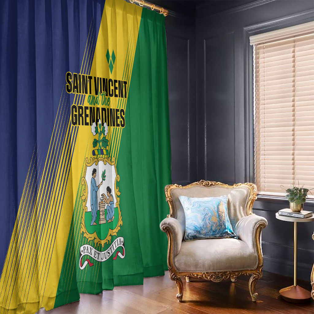 Saint Vincent and the Grenadines Window Curtain Coat of Arms Flag Stylized