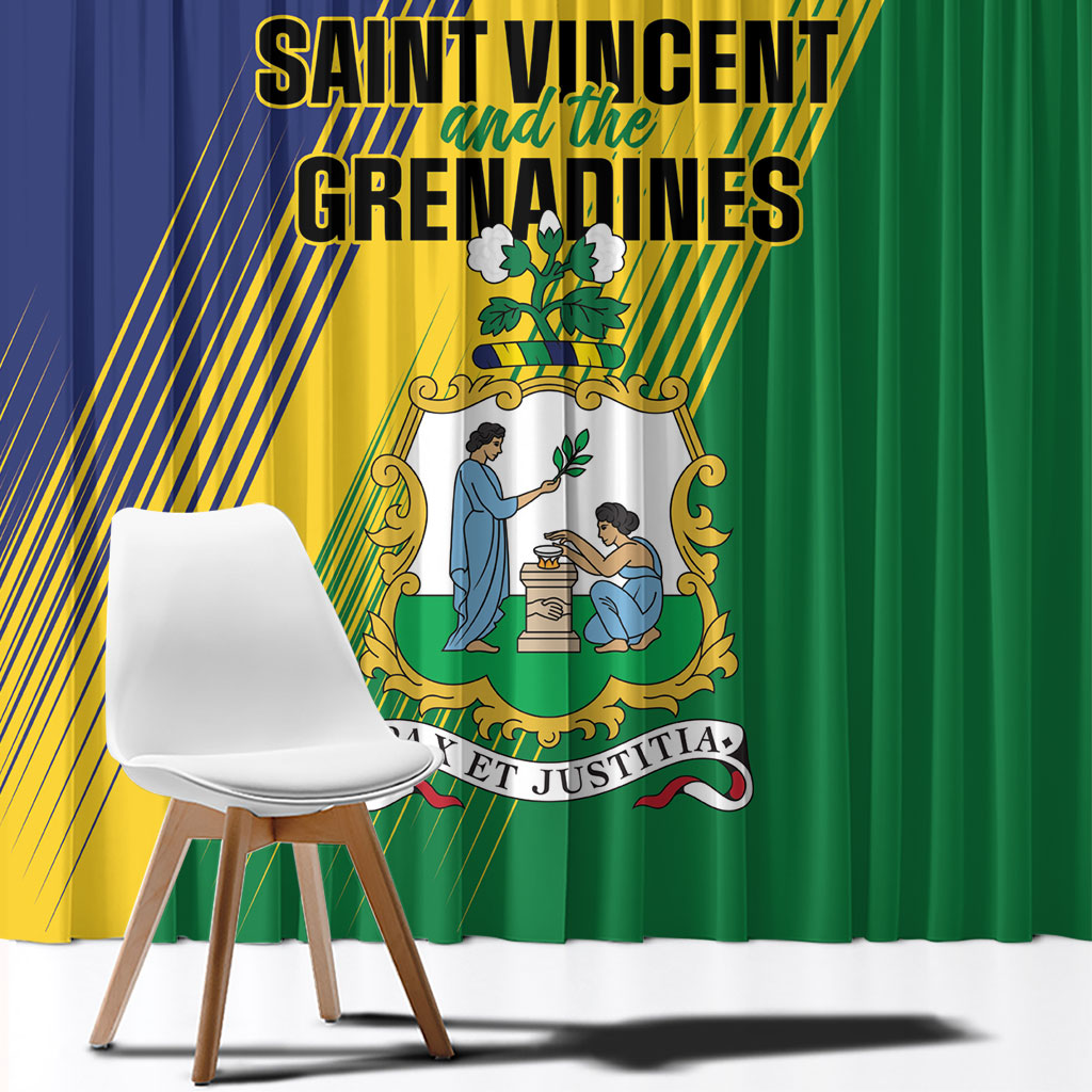 Saint Vincent and the Grenadines Window Curtain Coat of Arms Flag Stylized