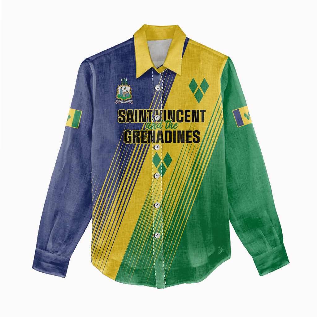 Personalised Saint Vincent and the Grenadines Women Casual Shirt Coat of Arms Flag Stylized
