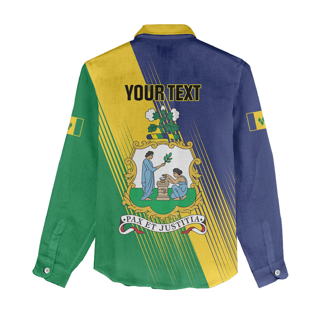 Personalised Saint Vincent and the Grenadines Women Casual Shirt Coat of Arms Flag Stylized