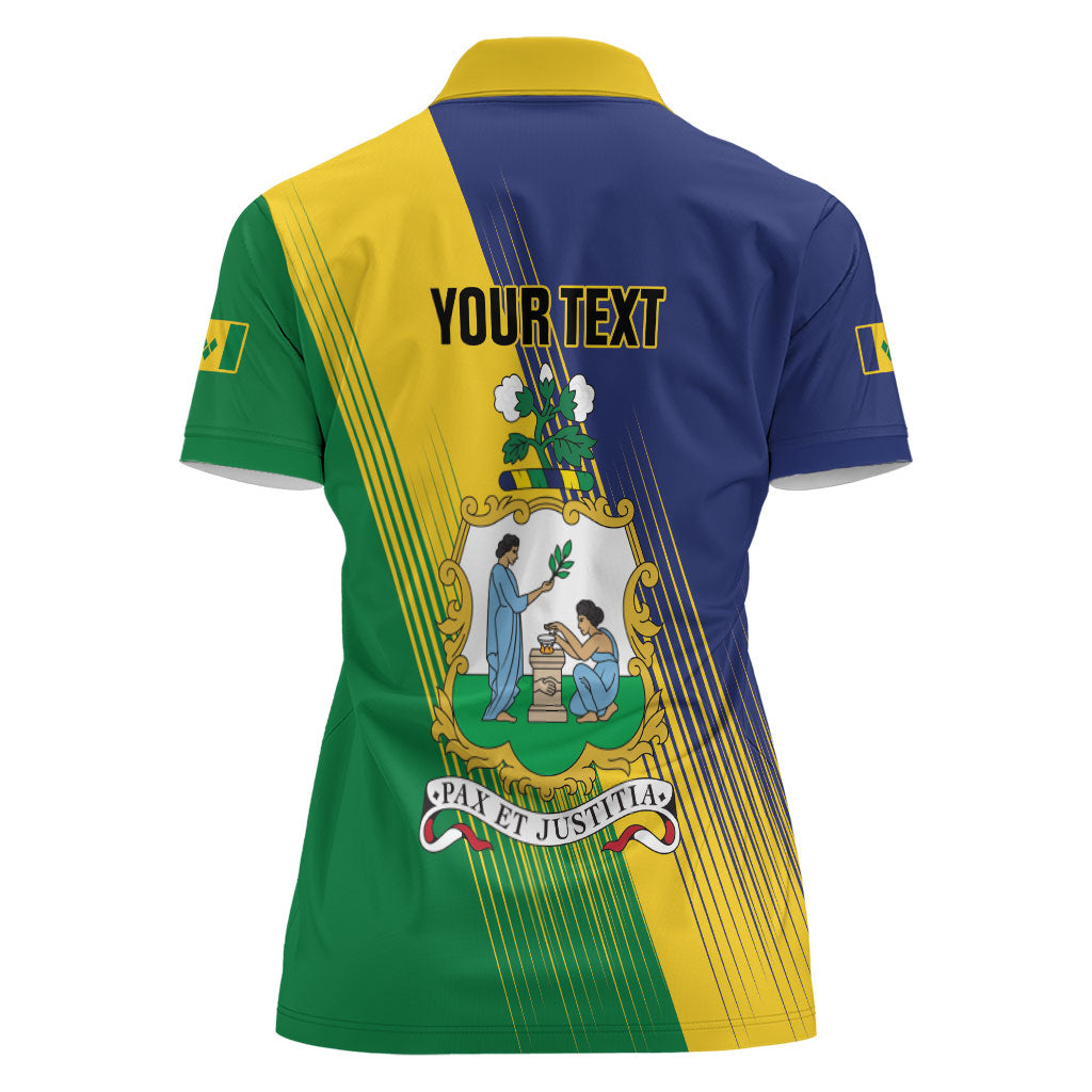 Personalised Saint Vincent and the Grenadines Women Polo Shirt Coat of Arms Flag Stylized