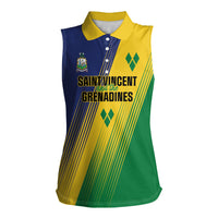Personalised Saint Vincent and the Grenadines Women Sleeveless Polo Shirt Coat of Arms Flag Stylized