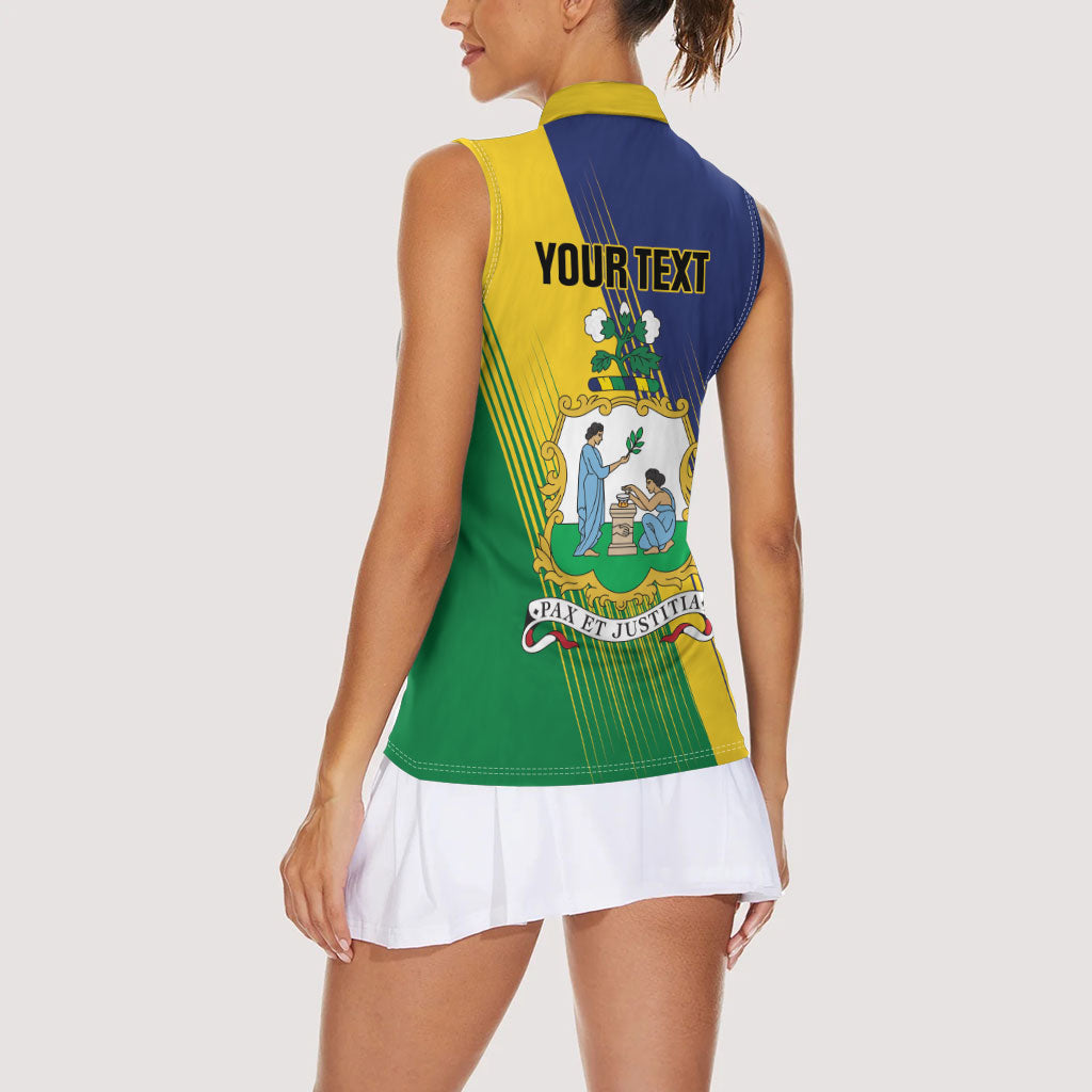 Personalised Saint Vincent and the Grenadines Women Sleeveless Polo Shirt Coat of Arms Flag Stylized