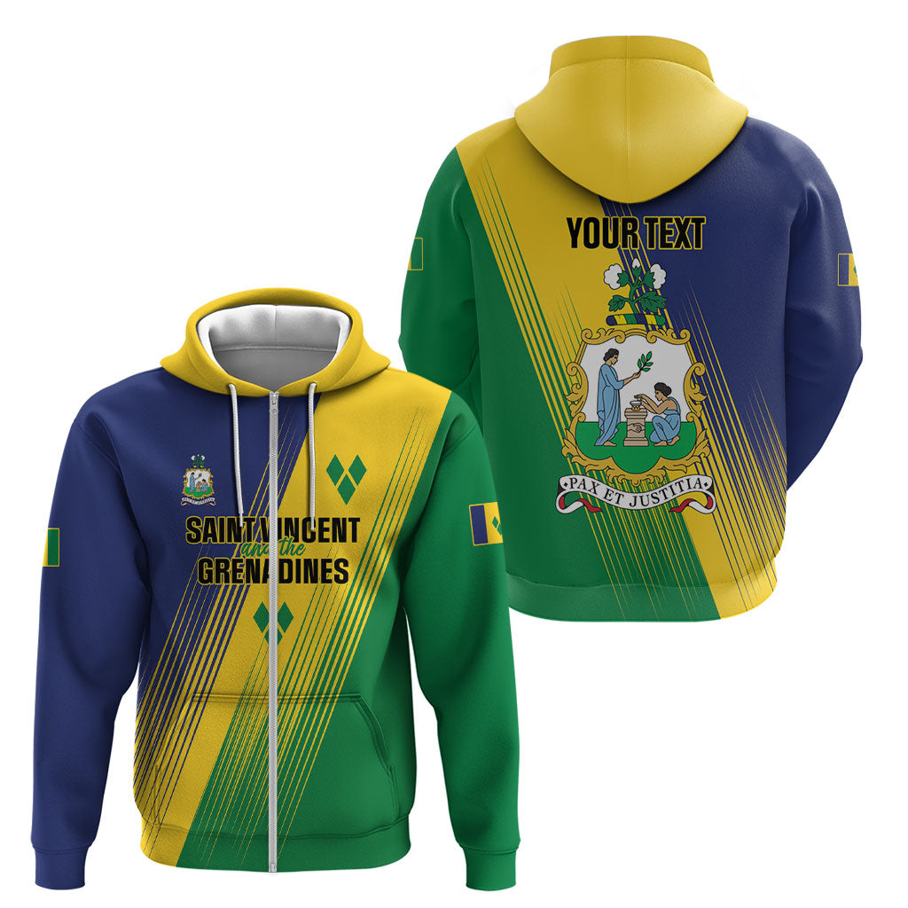 Personalised Saint Vincent and the Grenadines Zip Hoodie Coat of Arms Flag Stylized