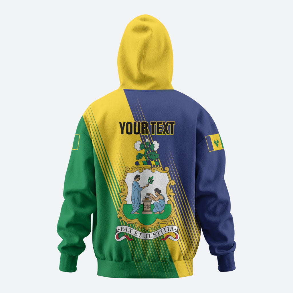Personalised Saint Vincent and the Grenadines Zip Hoodie Coat of Arms Flag Stylized