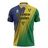 Personalised Saint Vincent and the Grenadines Zipper Polo Shirt Coat of Arms Flag Stylized