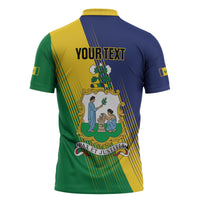 Personalised Saint Vincent and the Grenadines Zipper Polo Shirt Coat of Arms Flag Stylized