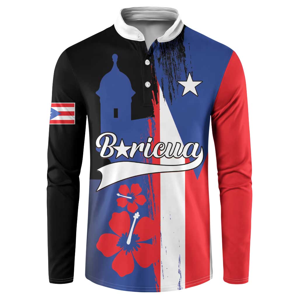 Personalized Boricua Button Sweatshirt Puerto Rico El Morro Flag Style - Wonder Print Shop