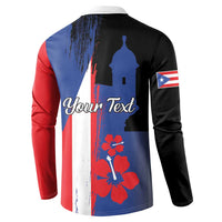 Personalized Boricua Button Sweatshirt Puerto Rico El Morro Flag Style - Wonder Print Shop