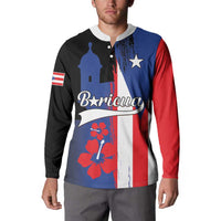 Personalized Boricua Button Sweatshirt Puerto Rico El Morro Flag Style - Wonder Print Shop
