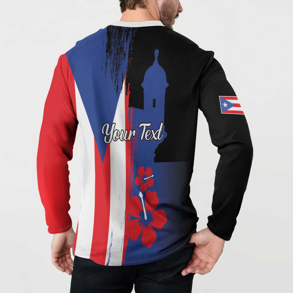 Personalized Boricua Button Sweatshirt Puerto Rico El Morro Flag Style - Wonder Print Shop