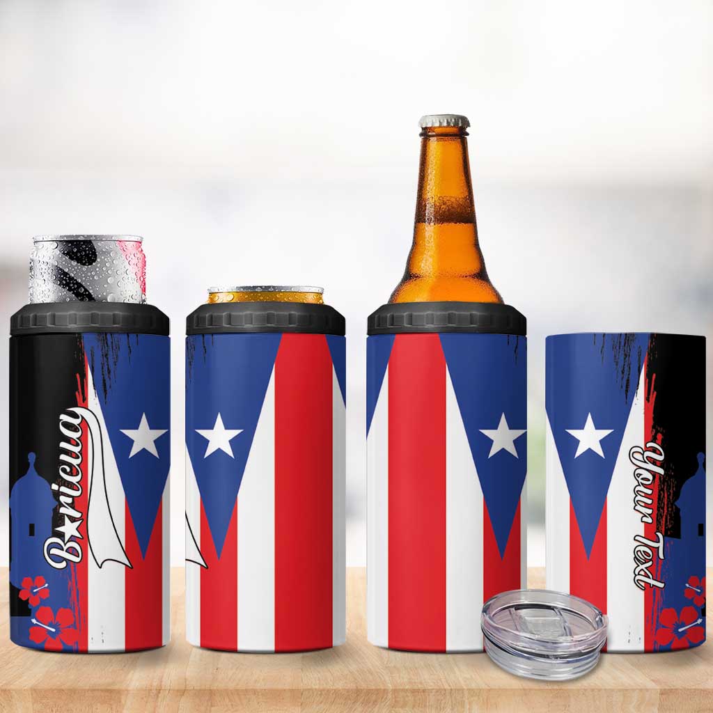 Personalized Boricua 4 in 1 Can Cooler Tumbler Puerto Rico El Morro Flag Style - Wonder Print Shop