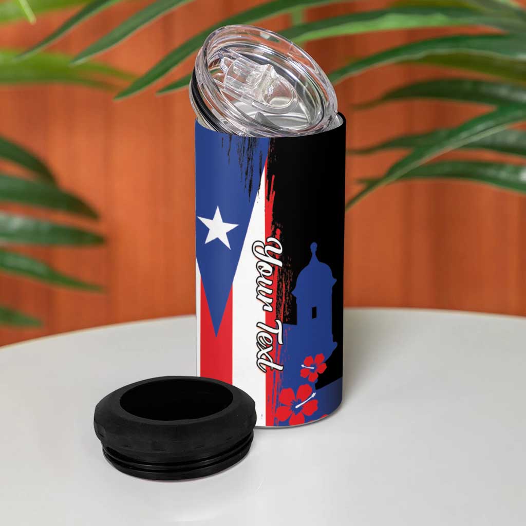 Personalized Boricua 4 in 1 Can Cooler Tumbler Puerto Rico El Morro Flag Style - Wonder Print Shop