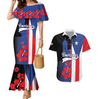 Personalized Boricua Couples Matching Mermaid Dress and Hawaiian Shirt Puerto Rico El Morro Flag Style - Wonder Print Shop