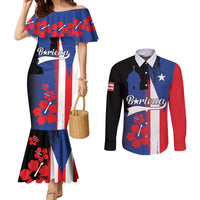 Personalized Boricua Couples Matching Mermaid Dress and Long Sleeve Button Shirt Puerto Rico El Morro Flag Style