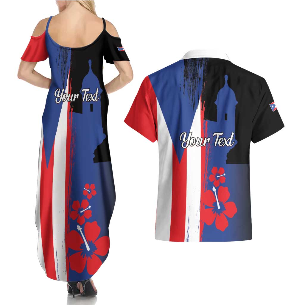 Personalized Boricua Couples Matching Summer Maxi Dress and Hawaiian Shirt Puerto Rico El Morro Flag Style - Wonder Print Shop