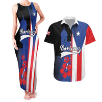 Personalized Boricua Couples Matching Tank Maxi Dress and Hawaiian Shirt Puerto Rico El Morro Flag Style - Wonder Print Shop