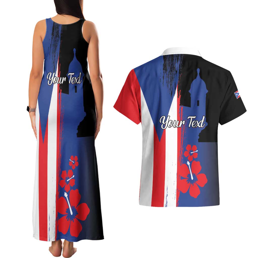Personalized Boricua Couples Matching Tank Maxi Dress and Hawaiian Shirt Puerto Rico El Morro Flag Style - Wonder Print Shop