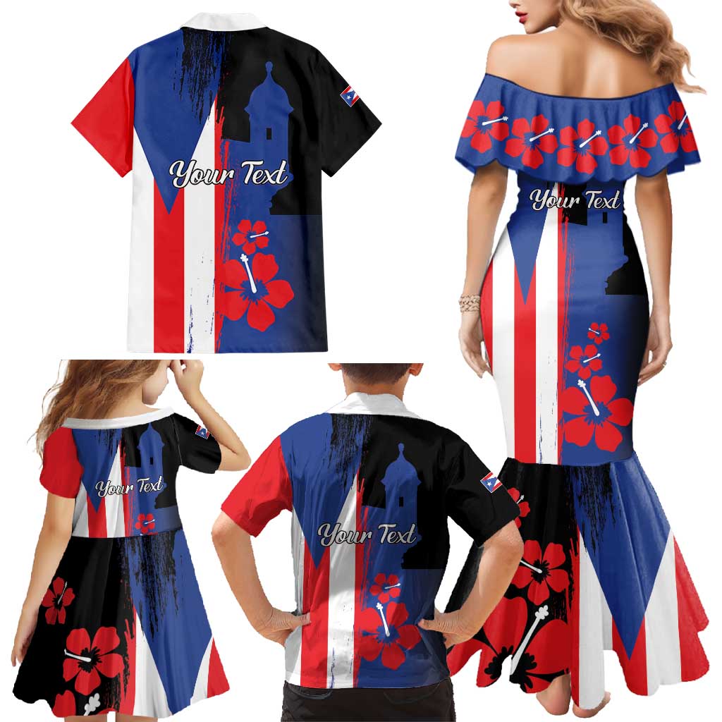 Personalized Boricua Family Matching Mermaid Dress and Hawaiian Shirt Puerto Rico El Morro Flag Style - Wonder Print Shop