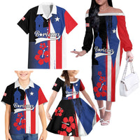 Personalized Boricua Family Matching Off The Shoulder Long Sleeve Dress and Hawaiian Shirt Puerto Rico El Morro Flag Style - Wonder Print Shop