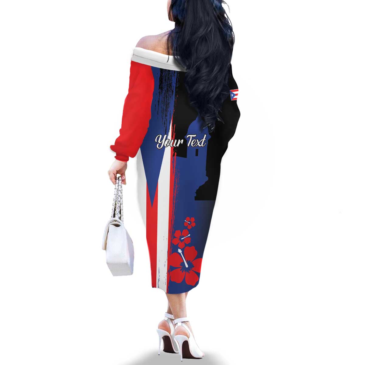 Personalized Boricua Family Matching Off The Shoulder Long Sleeve Dress and Hawaiian Shirt Puerto Rico El Morro Flag Style - Wonder Print Shop