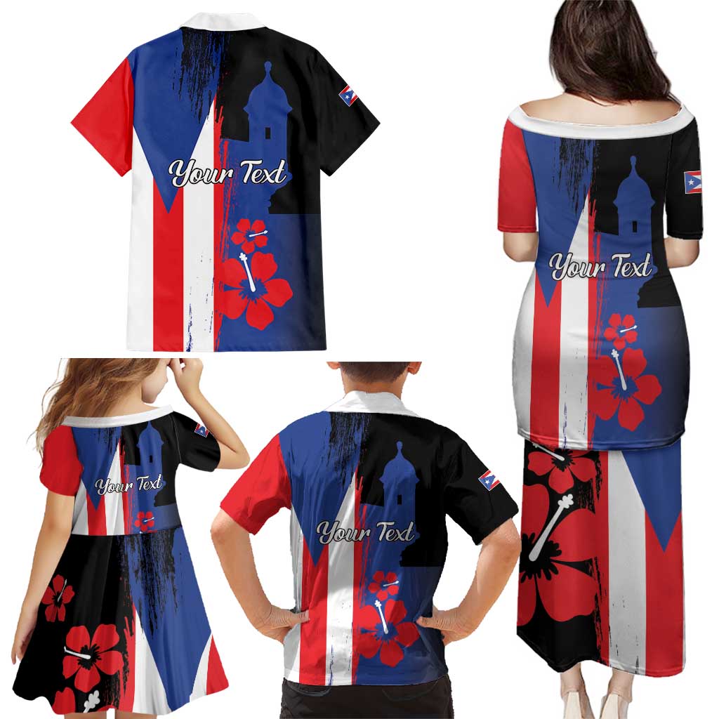 Personalized Boricua Family Matching Puletasi and Hawaiian Shirt Puerto Rico El Morro Flag Style - Wonder Print Shop