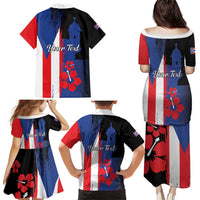 Personalized Boricua Family Matching Puletasi and Hawaiian Shirt Puerto Rico El Morro Flag Style - Wonder Print Shop