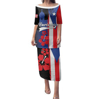 Personalized Boricua Family Matching Puletasi and Hawaiian Shirt Puerto Rico El Morro Flag Style - Wonder Print Shop