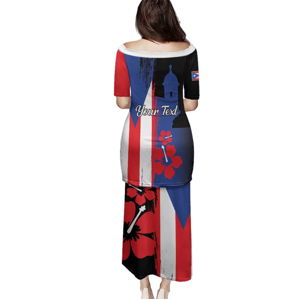 Personalized Boricua Family Matching Puletasi and Hawaiian Shirt Puerto Rico El Morro Flag Style - Wonder Print Shop