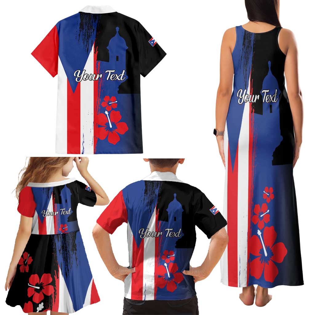 Personalized Boricua Family Matching Tank Maxi Dress and Hawaiian Shirt Puerto Rico El Morro Flag Style - Wonder Print Shop