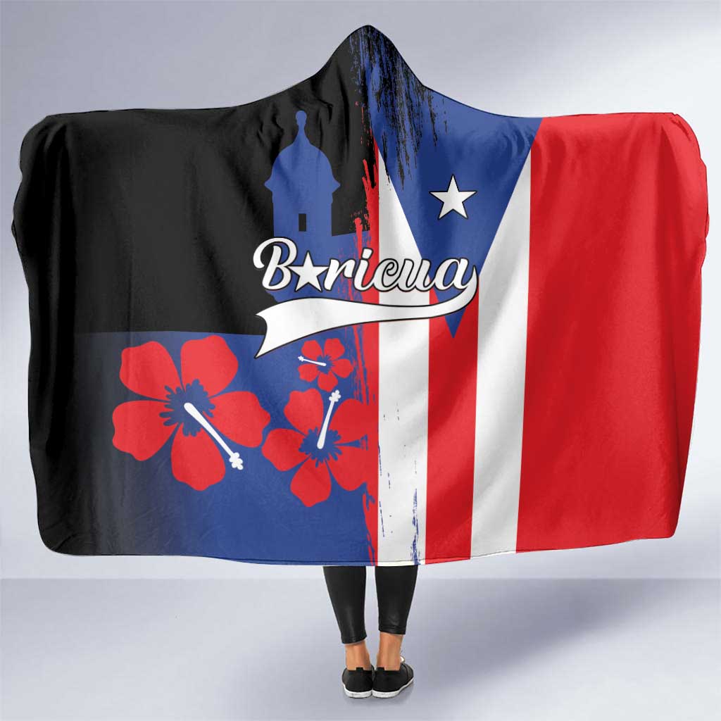 Boricua Hooded Blanket Puerto Rico El Morro Flag Style