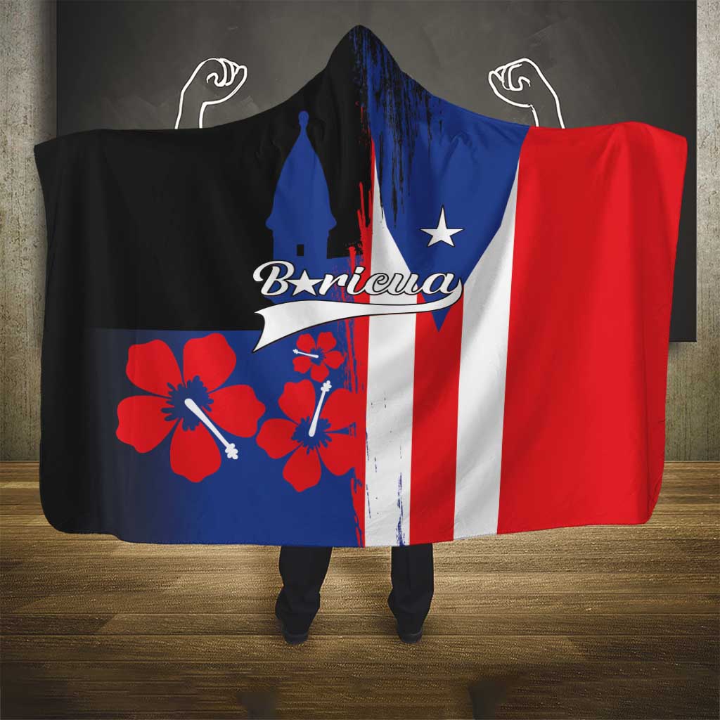 Boricua Hooded Blanket Puerto Rico El Morro Flag Style