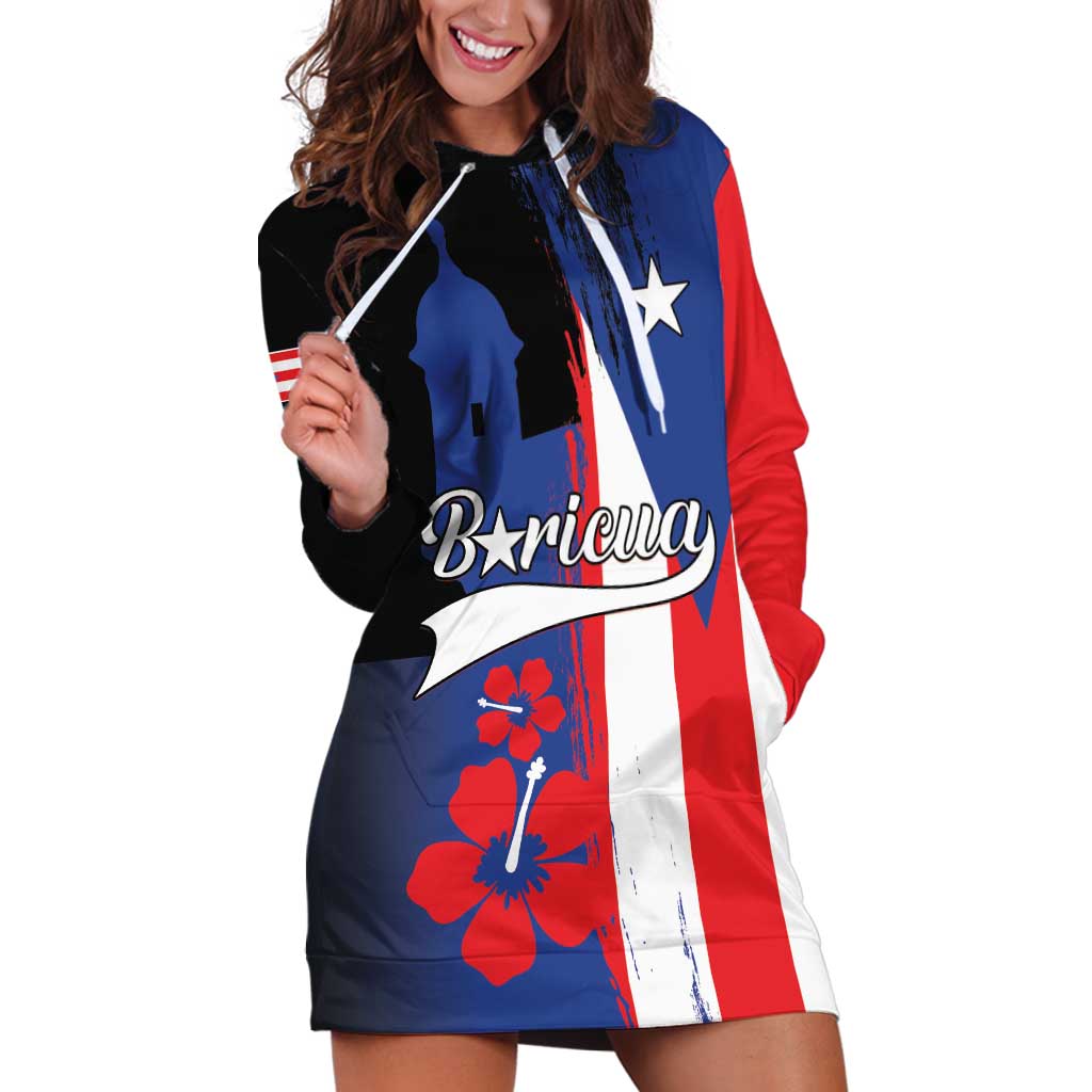 Personalized Boricua Hoodie Dress Puerto Rico El Morro Flag Style - Wonder Print Shop