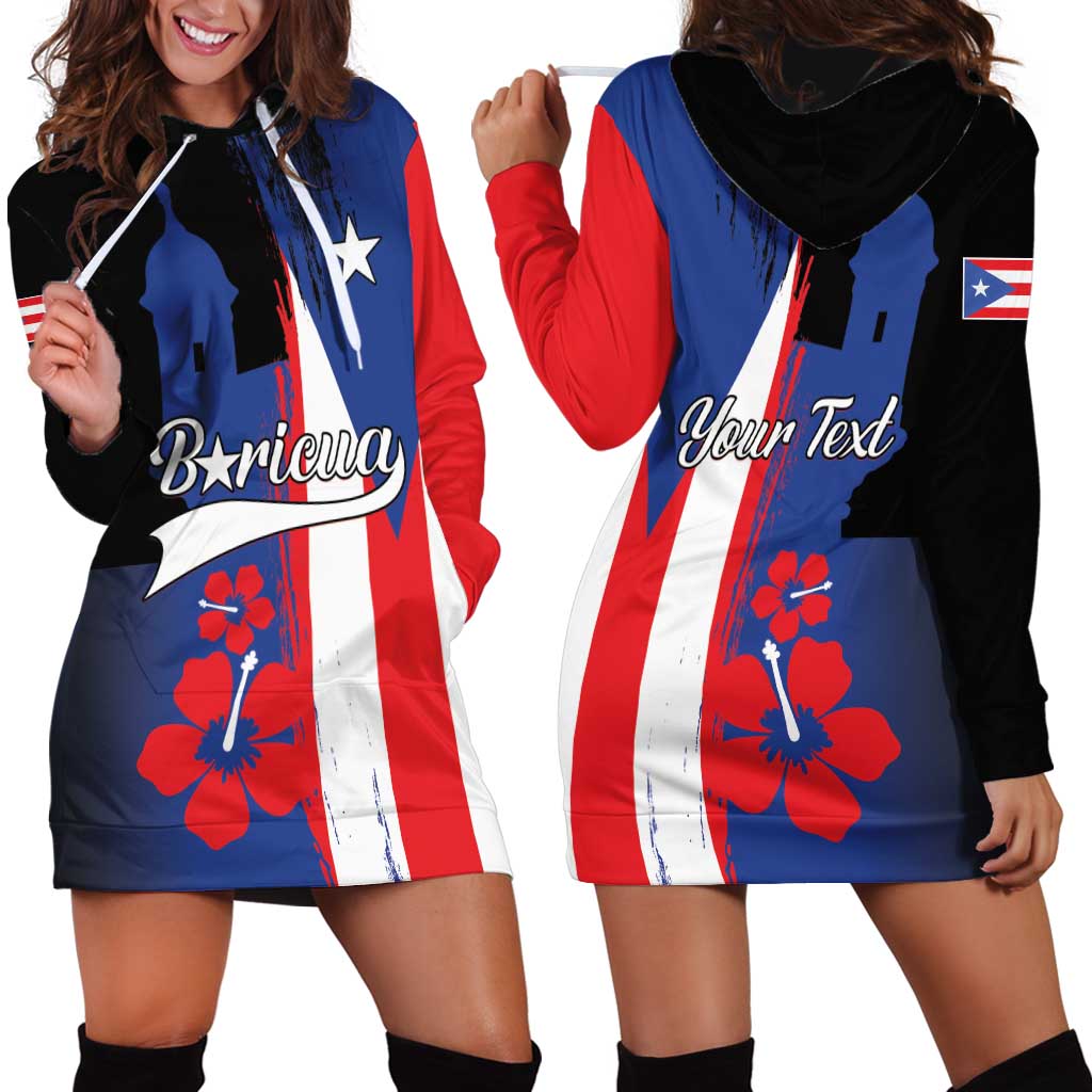 Personalized Boricua Hoodie Dress Puerto Rico El Morro Flag Style - Wonder Print Shop