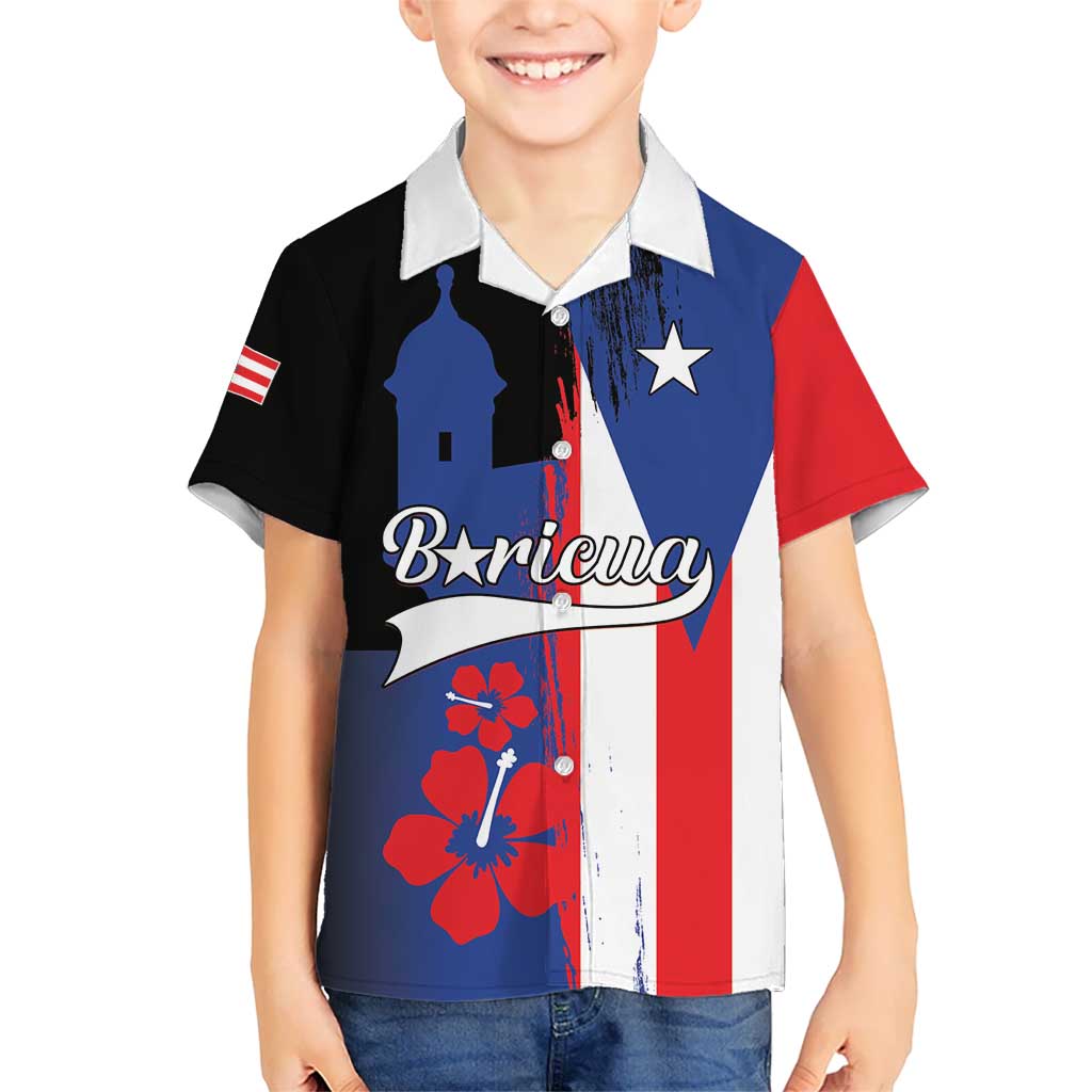 Personalized Boricua Kid Hawaiian Shirt Puerto Rico El Morro Flag Style - Wonder Print Shop