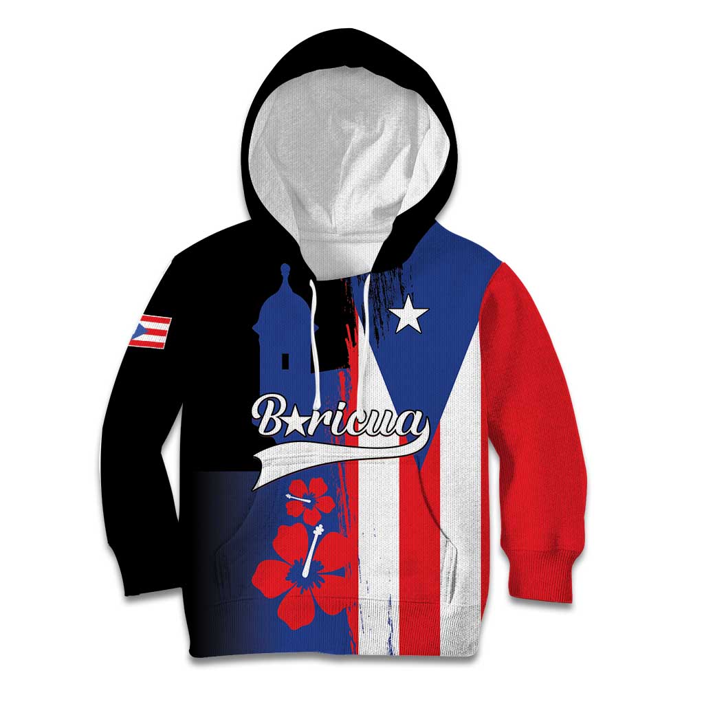 Personalized Boricua Kid Hoodie Puerto Rico El Morro Flag Style - Wonder Print Shop